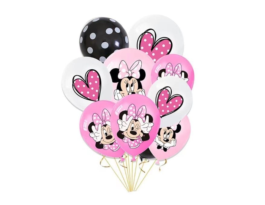 Set 66 Accesorii REDQUIT de Petrecere Aniversara Minnie Mouse, 12 Baloane, 1 Banner Happy Birthday, 24 Cupcake Topper, 1 Topper Tort, 6 Decoratiuni Suspendate - imagine 2