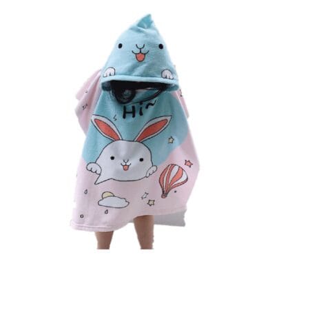 Prosop cu gluga REDQUIT, stil Poncho, Iepuras, plaja, 120 x 60 CM, roz